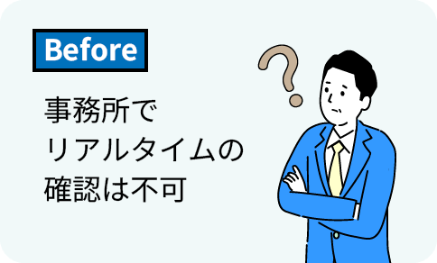 事務所でリアルタイムの確認は不可